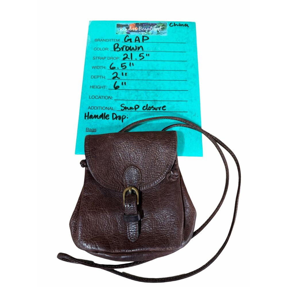 Vintage Gap 90s Brown Leather Crossbody Mini Bag Small Women's Saddle Bag Boho - Picture 10 of 10